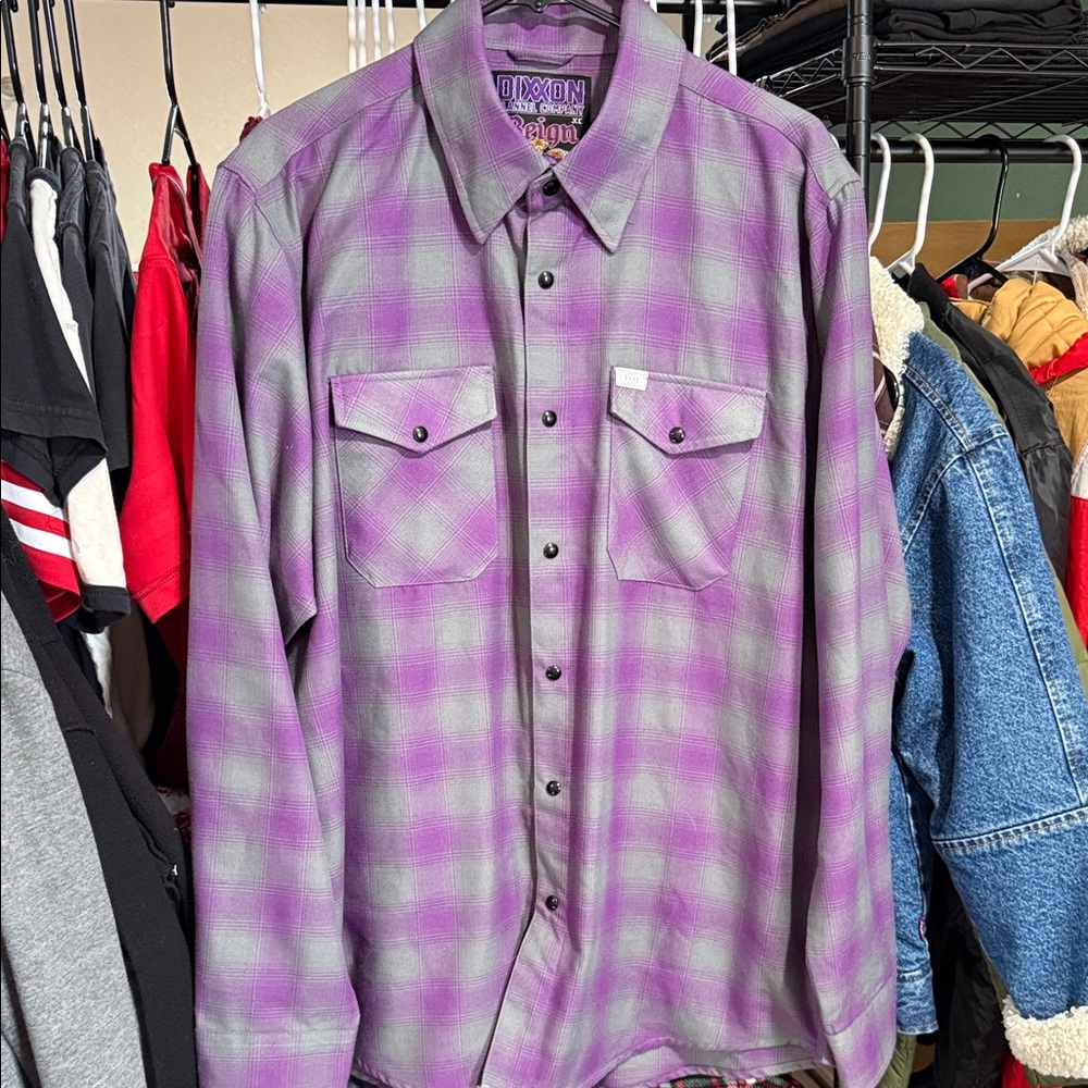 DIXXON Purple Plaid Casual Button Down Shirt